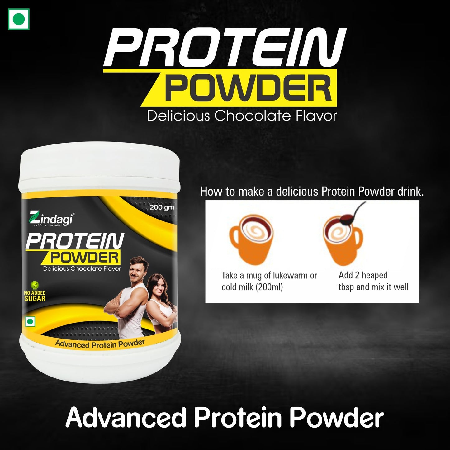Zindagi Protein Powder for Adult - Whey Protein Powder - Health Supplements for Adult - Sugar Free Nutrition Drink (200 Gm)