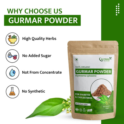 Nutridig Healthcare 100% Natural Gurmar Powder, 100gm | Cleanses Liver & Managed Blood Sugar Level | | For Blood Sugar Level Management & Diabetes Care