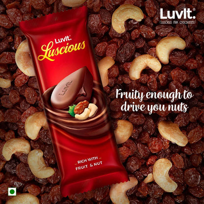 LuvIt. Luscious Fruit & Nut Chocolate Bars | Multipack | Deliciously Smooth | Pack of 6-52g Each