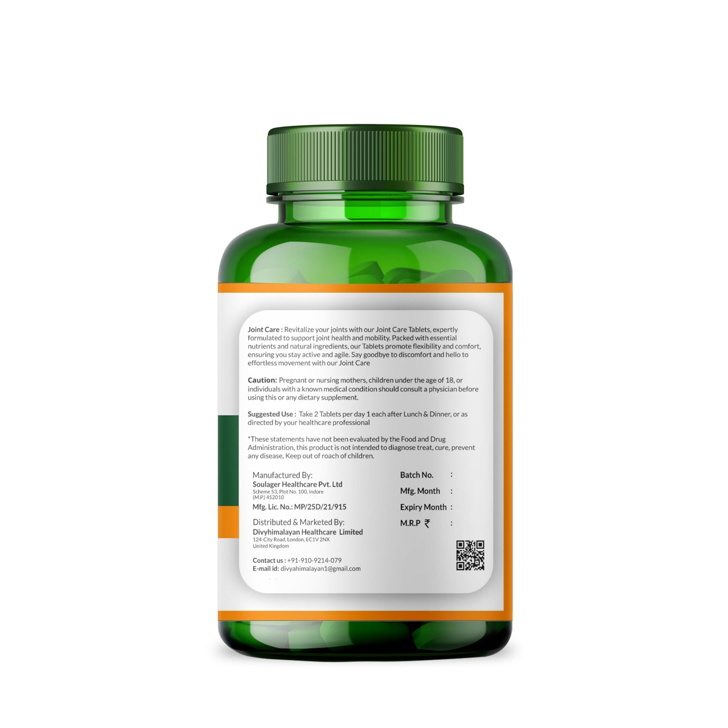 Divya Himalayan Plant-Based Joint Care Supplement, 60 Capsules, Improves Joint Flexibility, Relieves Inflammation, with Turmeric, Boswellia, and Ginger, Vegan, Gluten-Free, Non-GMO