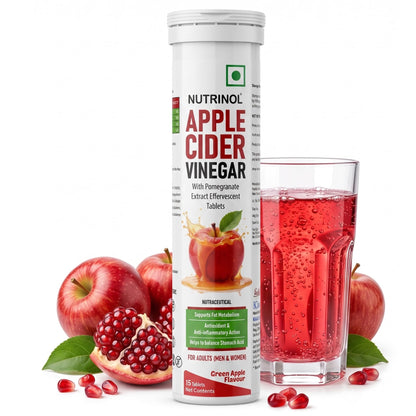 Knoll Healthcare Nutrinol Apple Cider Vinegar (ACV) Effervescent Tablets 500mg | Metabolism Booster & Appetite Control Support Vitamin B6 & B12 No Added Sugar | For Men & Women | 15 Tablets