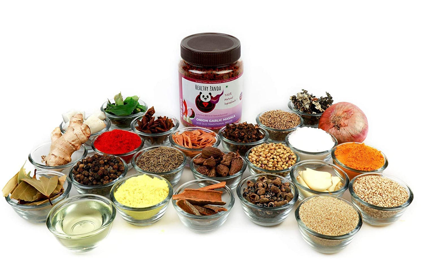 HEALTHY PANDA Onion Garlic Masala Kanda Lasun Masala, Masala Khara, Kanda Lasoon Masala, Desi Ghati - 250 Grams