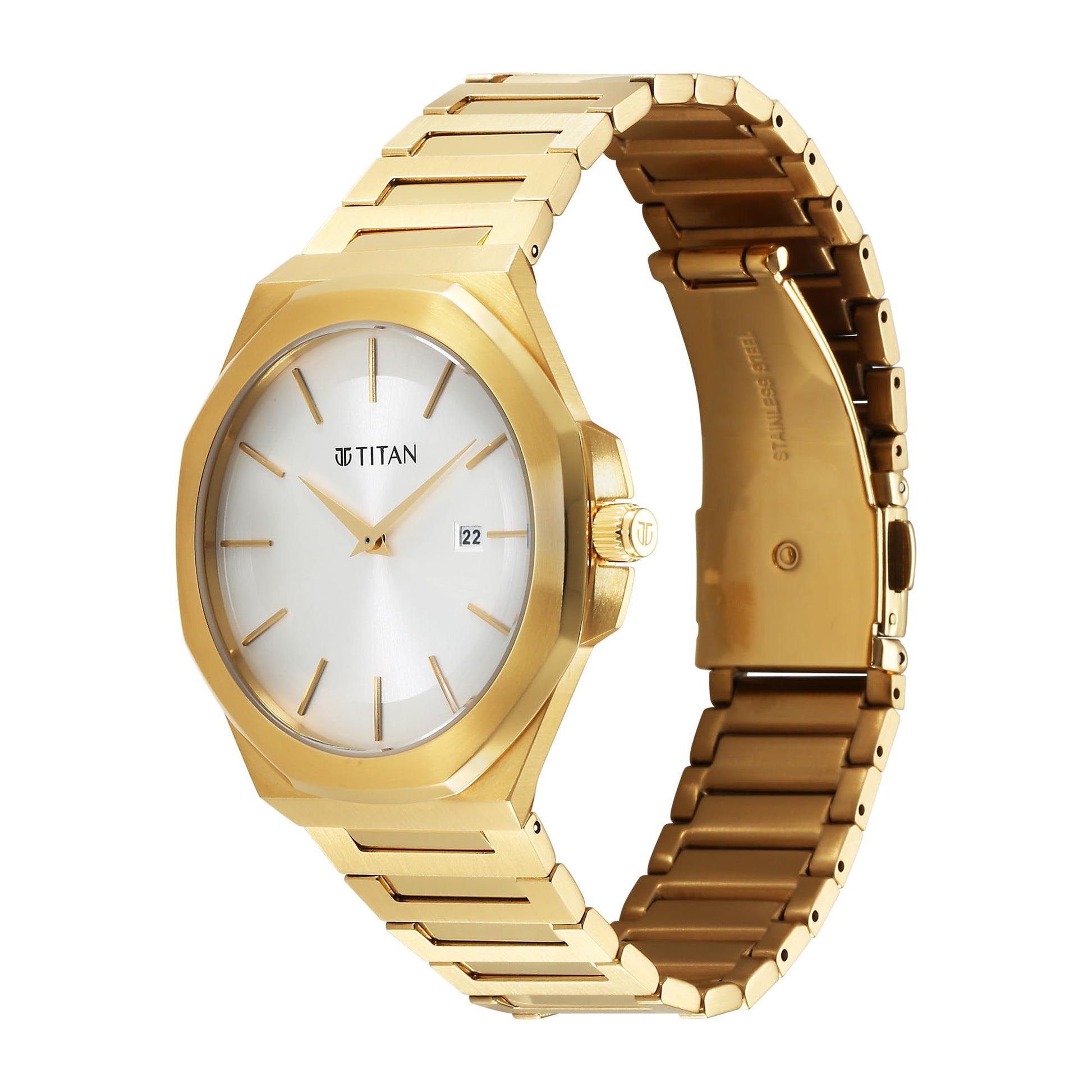 Titan Classic Slim Quartz Analog with Date Silver Dial Stainless Steel- image 2