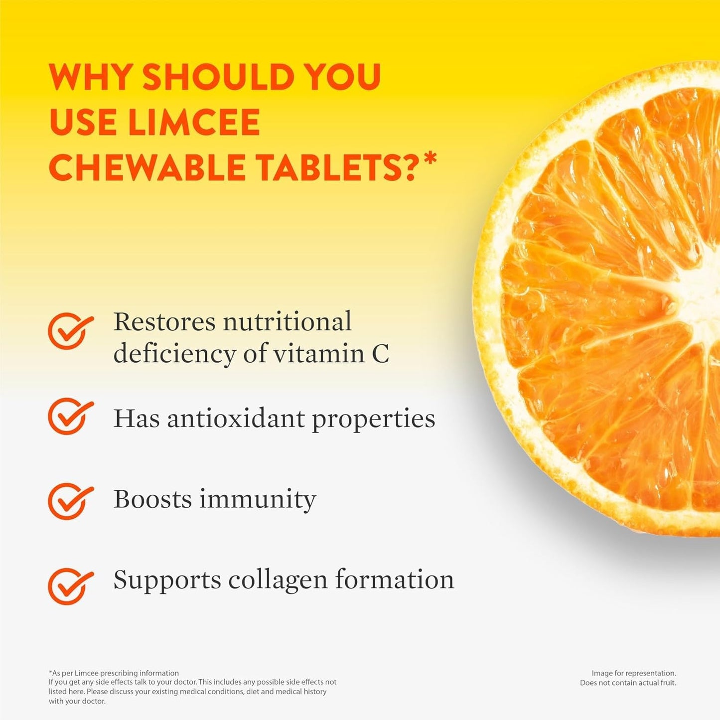 Limcee Chewable Natural Vitamin C Chewable Tablets 500mg || Tangy Orange Flavour || Boost Immunity || Supports Energy || Antioxidant || Skin Care || Men and Women -15 Tabs (Pack of 5)