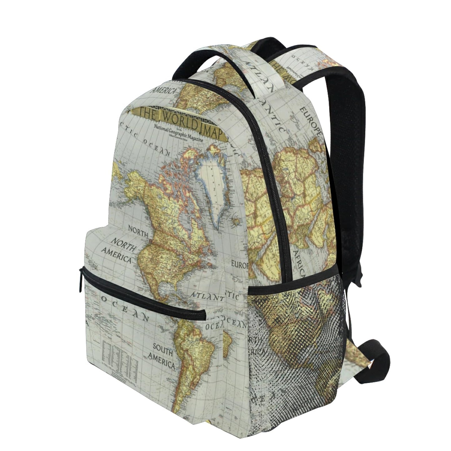 Nander Backpack Travel World Map Painting School Bookbags Shoulder Laptop Daypack College Bag for Womens Mens Boys Girls, World Map, 11.4x6.9x16in, Daypack Backpacks