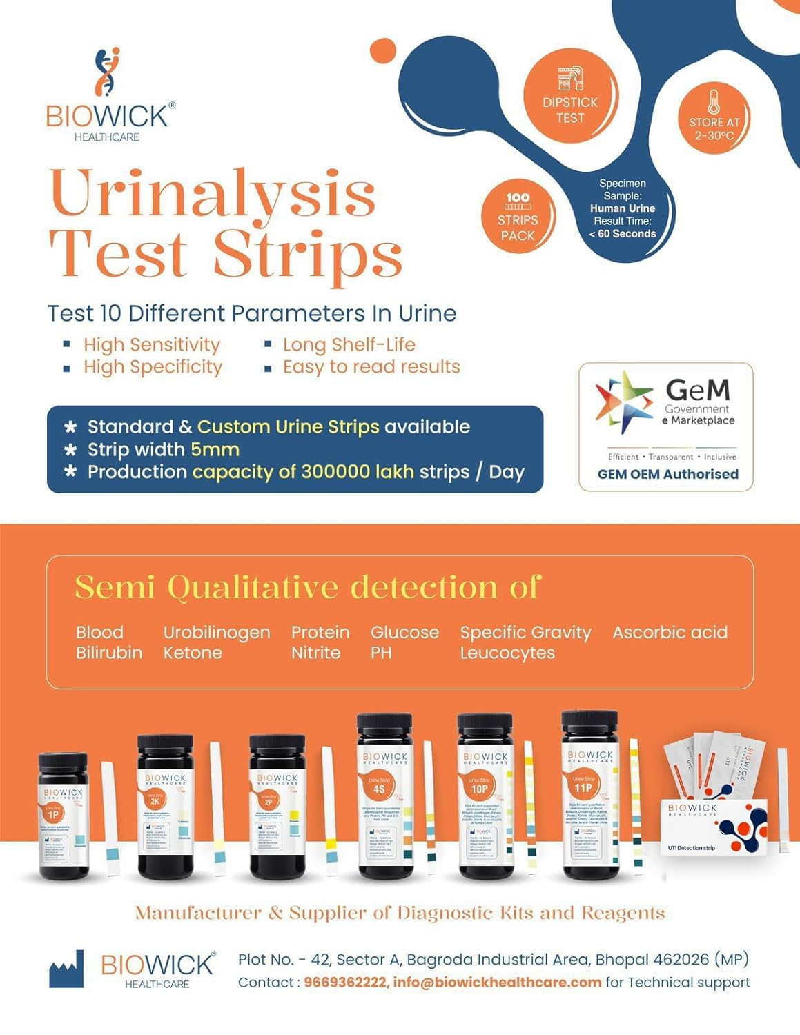 Biowick UTI Home Test Kit | 3 Urine Test Strips | Early UTI Detection at Home | Clinically Tested | Tests Leukocytes & Nitrites | Hygienic & Accurate | Self-Testing Kit | Ideal for Women & Seniors