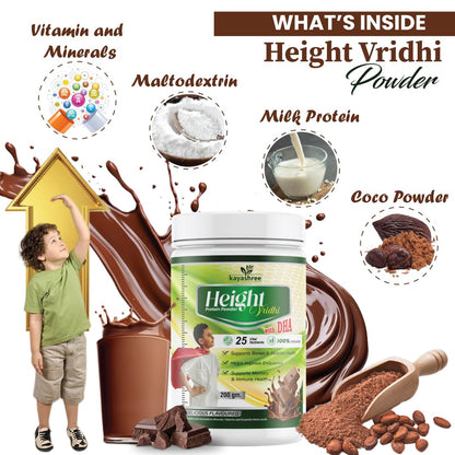 Kayashree Height Vridhi Formula Daily High Protein Shake Powder | No Added Sugar | Vegan | Flavour - Chocolate 200gm