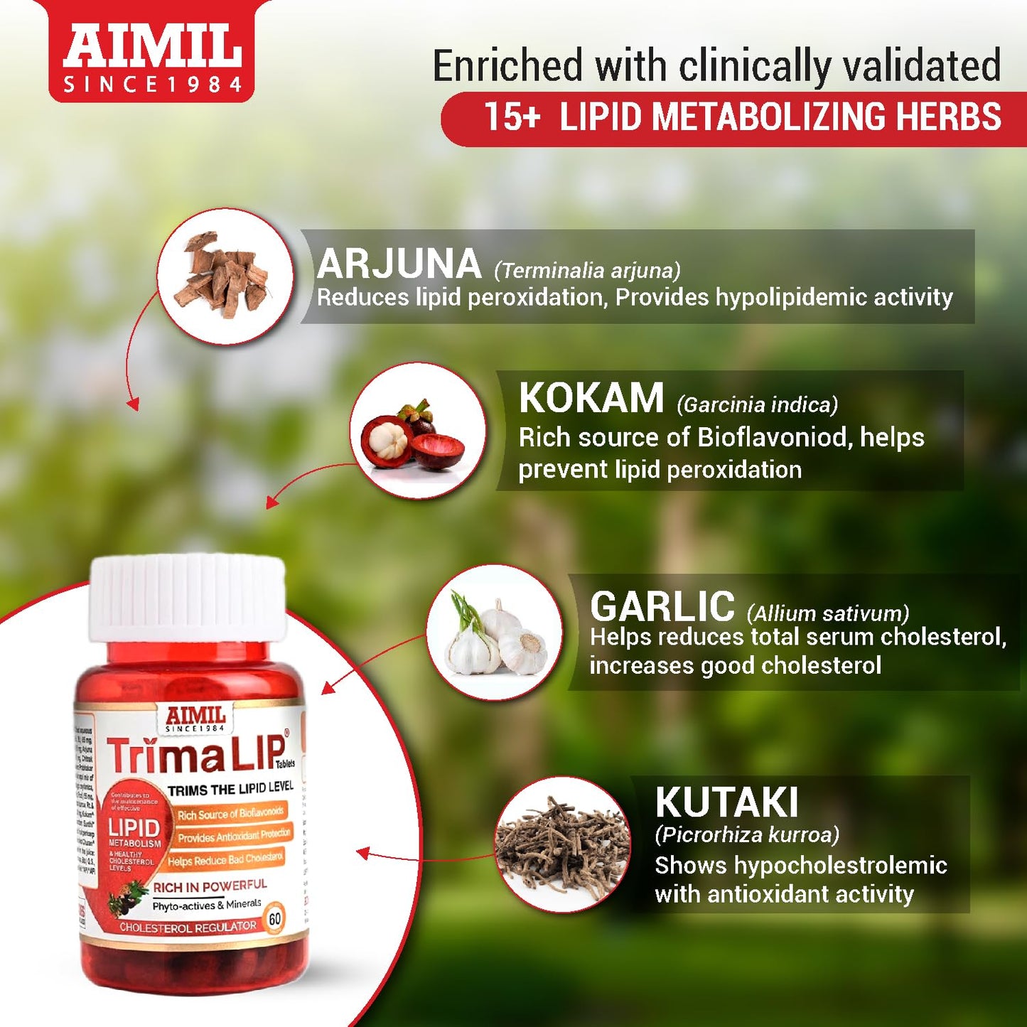 AIMIL TrimaLIP Cholesterol Lowering Tablets, 60 Tablets per Pack, For Healthy Cholesterol Levels