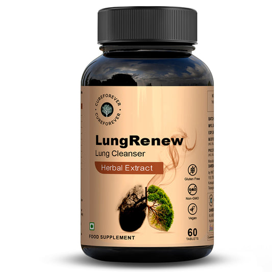 CUREFOREVER Lung Renew Lungs Detox Tablets | Natural Cleanse for Pollution, Smoking & Respiratory Health with Echinacea, Ginger, Zinc, Herbal Cleanse Blend, Antioxidant Support for Men & Women – 60 Tablets