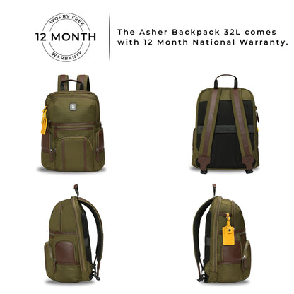 EUME Asher 32L Laptop Bag for Men | 2 Large Compartment | Fits Up to 15.6" Laptop | Nylon Fabric Travel Backpack | Travel Backpack for Men & Women