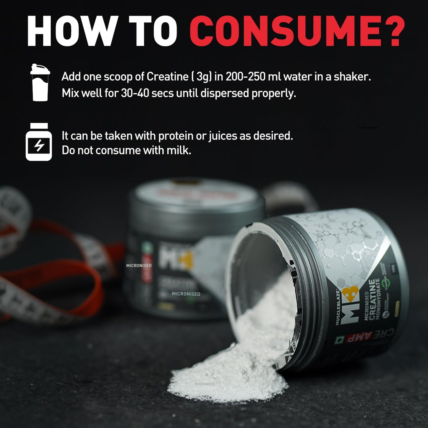 MuscleBlaze Creatine Monohydrate CreAMP™ Powder (Unflavoured, 32 Servin- image 5