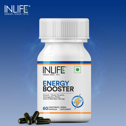 INLIFE Energy Booster Supplement, 5-Herb Blend, 500mg, 60 Veg Capsules