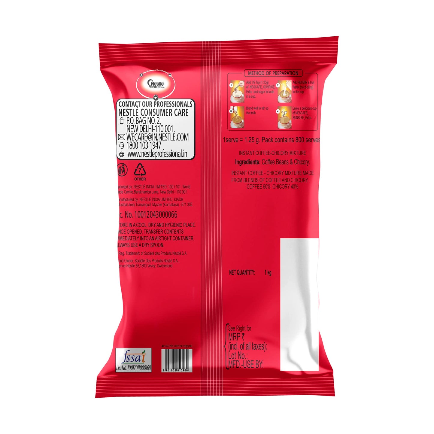 SUNRISE Extra Strong Instant Coffee Powder | Coffee-Chicory Mix | Rich Taste & Aroma for the perfect start to your day | 1kg Pouch