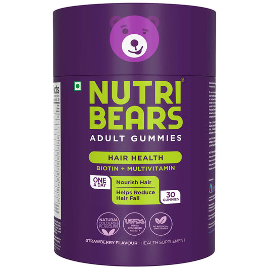 NutriBears Biotin Hair Gummies with Multivitamin, Enhance Growth and Strength, Nourishing Anti-Loss Vitamin Supplement for Thinning, Weak, or Brittle Hair, 30 Gummy Chewables