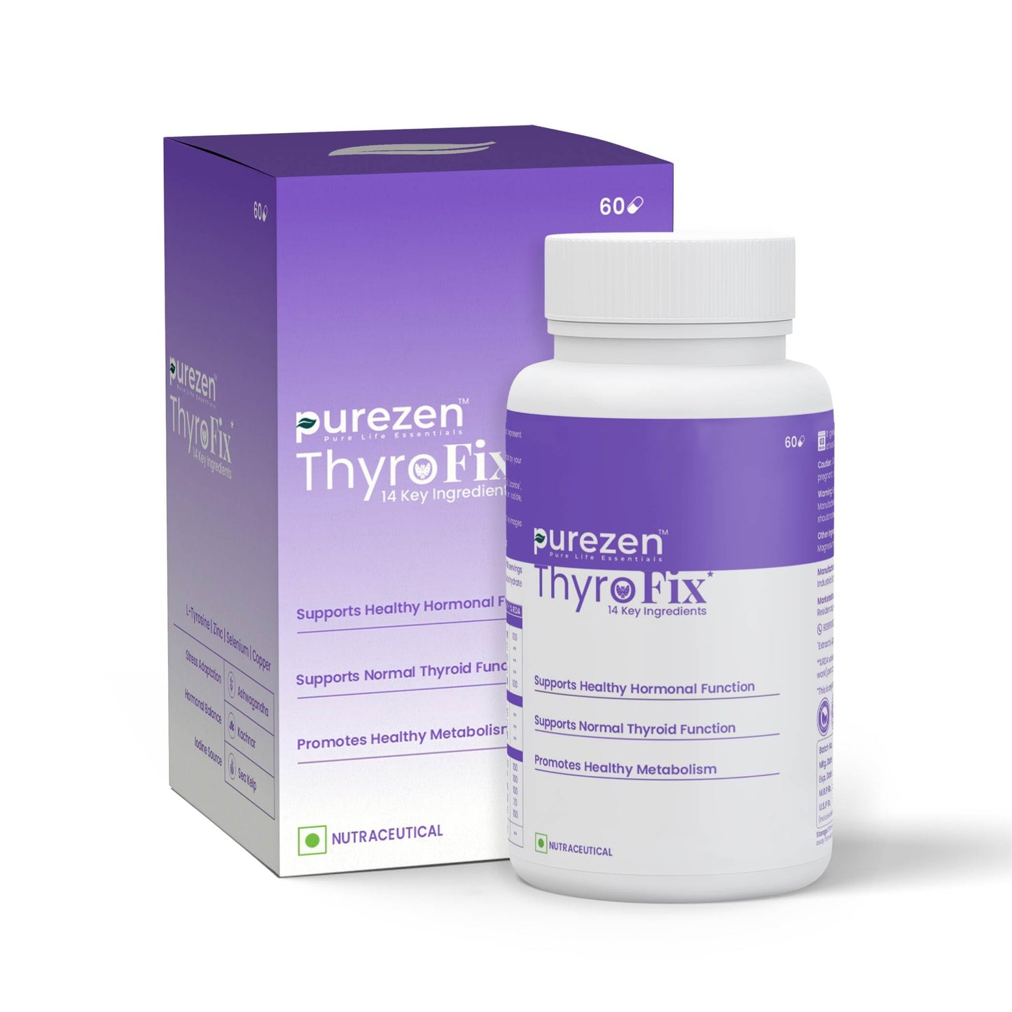 Purezen ThyroFix Supplement for Thyroid Heath, 60 capsules