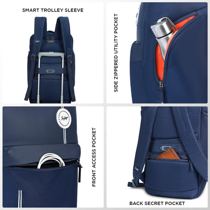 Skybags Rynex 01 XL Formal Backpack 32L with Laptop Compartment for Men & Women With Rain Cover,Smart Sleeve, Ergonomic Back & Shoulder Strap (Navy Blue)