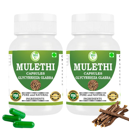 Morsan Healthcare MULETHI Capsules – 60 Veg Capsules | Pure Licorice Root Extract (Glycyrrhiza Glabra) | Natural Herbal Supplement | Ayurvedic Wellness Support | Pack of 2