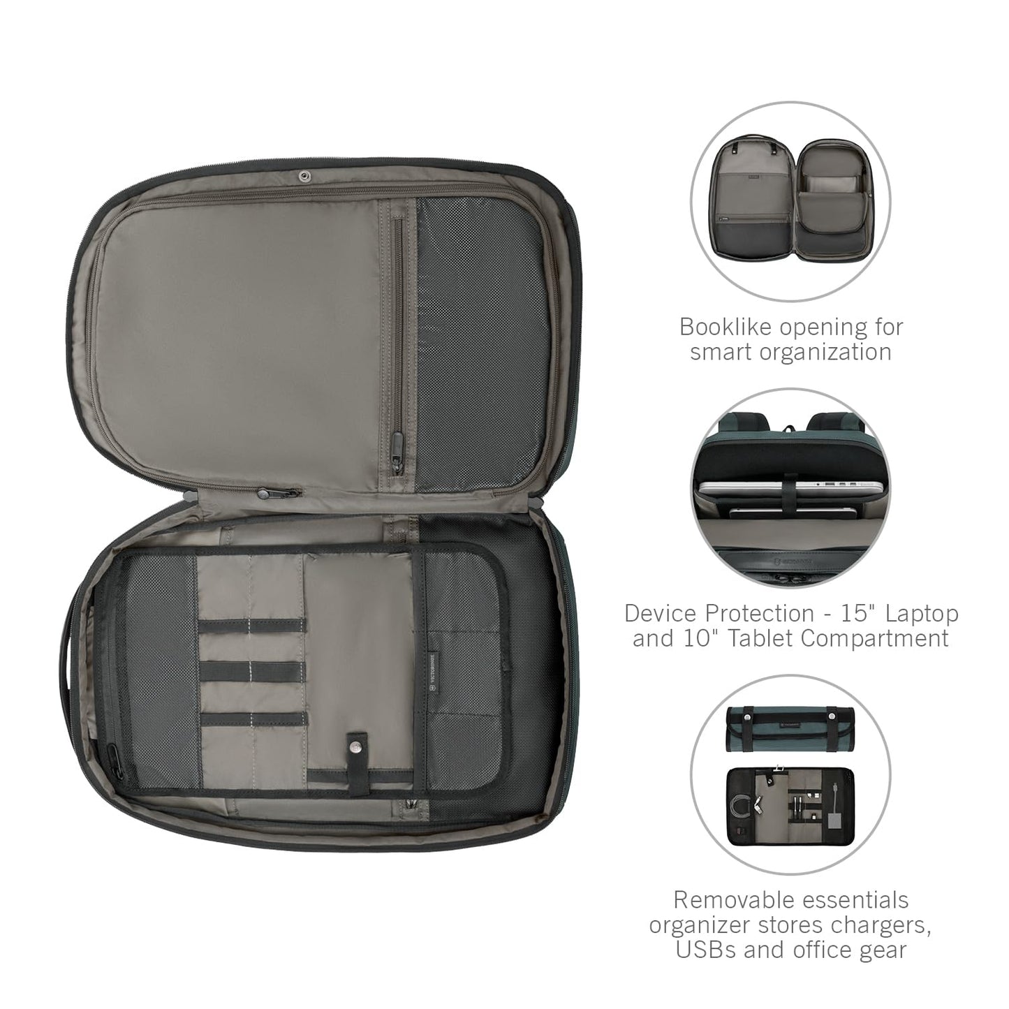 Victorinox Swiss Designed Backpack, Altmont Professional Deluxe Travel Laptop Backpack, Storm, Dedicated Laptop and Tablet Compartment, Business Travel Office Bag For Men, 25 Litres, (653292)
