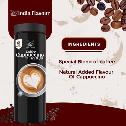 India Flavour Cappuccino Coffee|Creamy, Smooth Instant Coffee Powder Plastic Bottle|100 Gm Coffee, 50 Servings