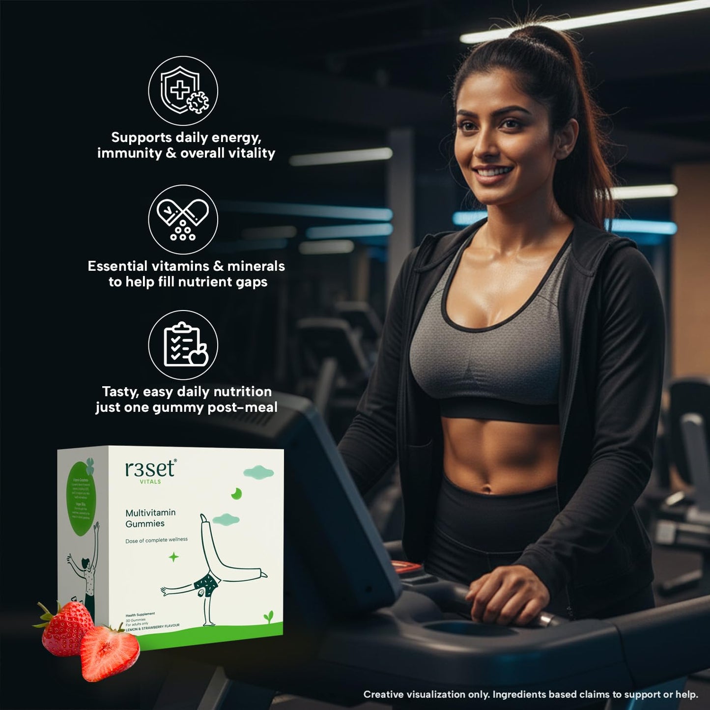 R3SET Multivitamin Gummies for Men & Women | Boosts Immunity, Energy & Stamina | Fills Daily Nutritional Gaps | 100% Vegetarian, No Added Sugar | Vitamins A, C, D, E & Zinc for Overall Health – 30 Gummies