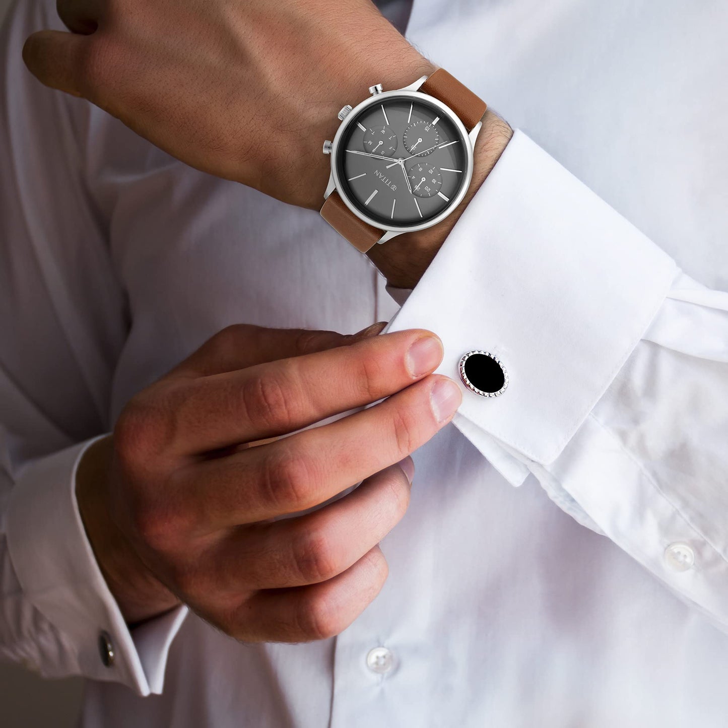 Titan Light Leathers IV Analog Blue Dial Men's Watch-90134SL01/NP90134S- image 6