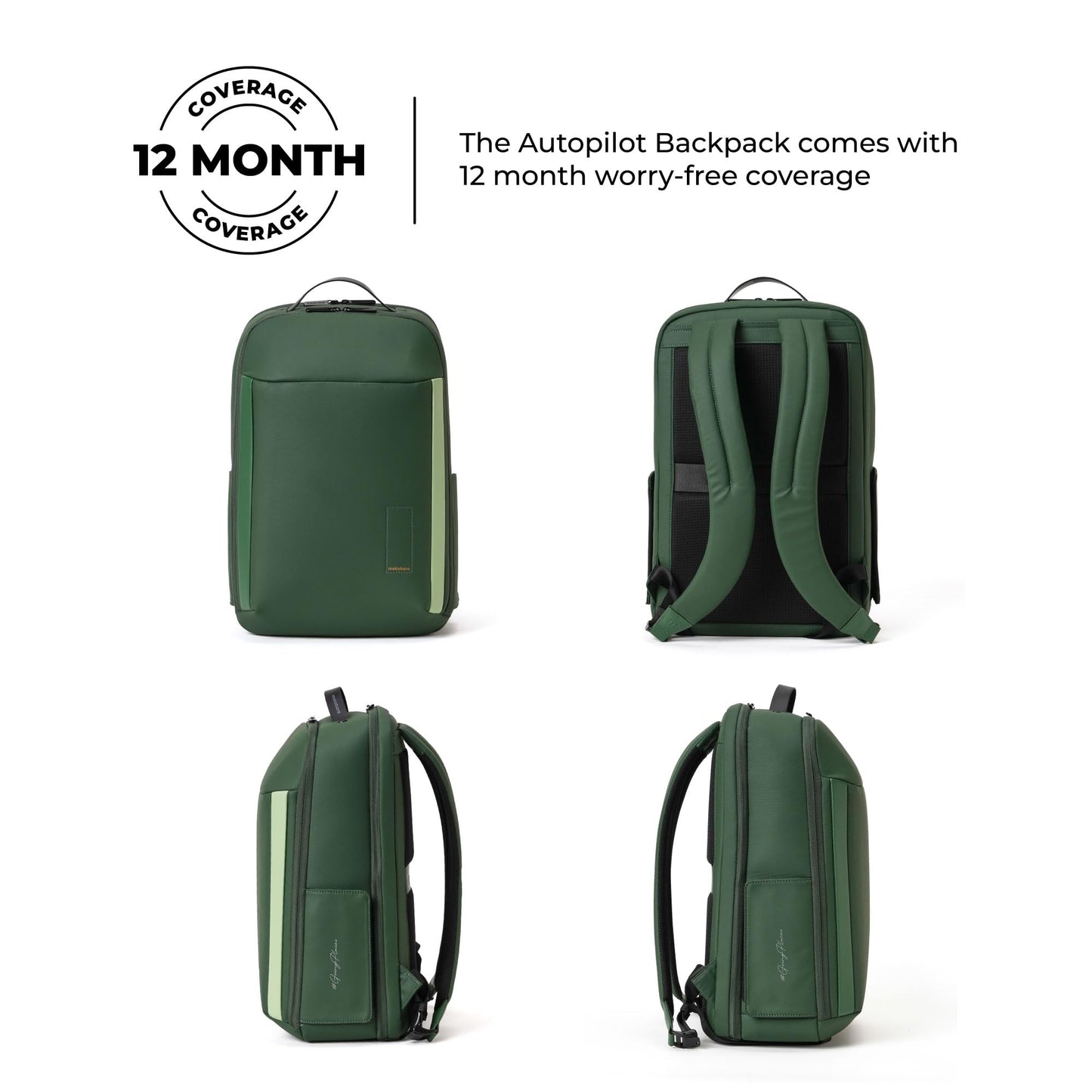 MOKOBARA The Autopilot Backpack Fits 15.6 Inch Laptop, 35L Capacity Premium Durable Nylon and Vegan Leather Green Unisex Multipurpose Laptop Backpack | Ideal for Office, Travel, School (Green Energy)