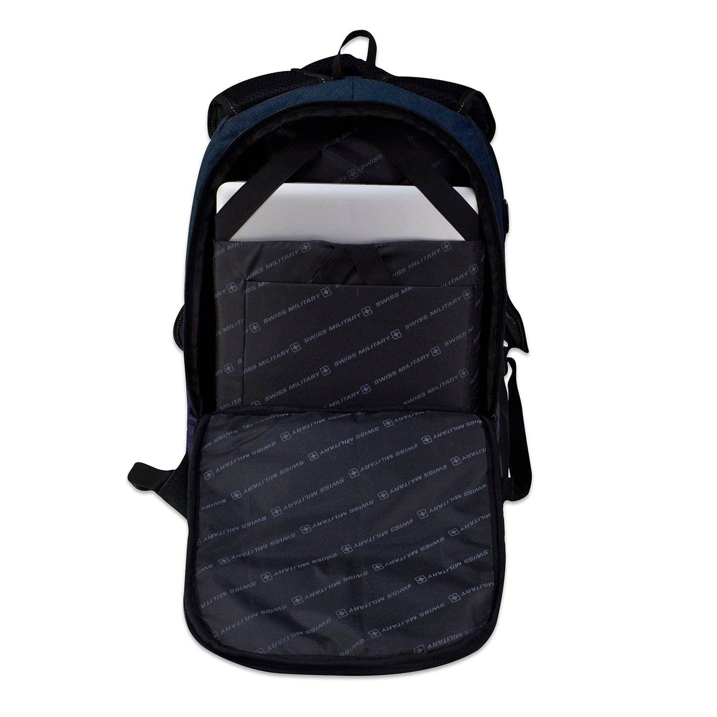SWISS MILITARY Combo of Laptop Backpack for Men with Quick Access Pockets, Travel Backpack for Men, 29L, Black & Blue, 1 & Laptop Stand with Cooling Pad, Laptop Stand for Desk, Black, 1