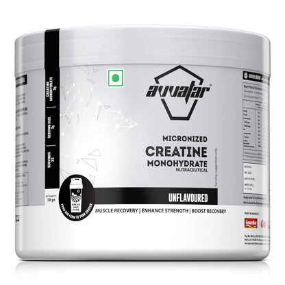 avvatar MICRONIZED CREATINE MONOHYDRATE Powder (100G, 33 Servings) | Unflavoured