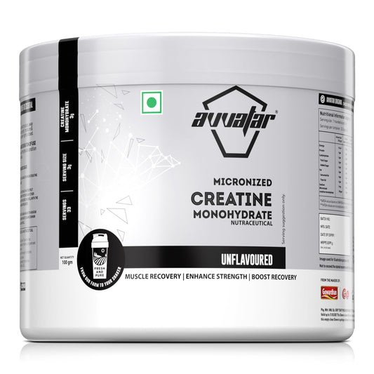 avvatar MICRONIZED CREATINE MONOHYDRATE Powder (100G, 33 Servings) | Unflavoured