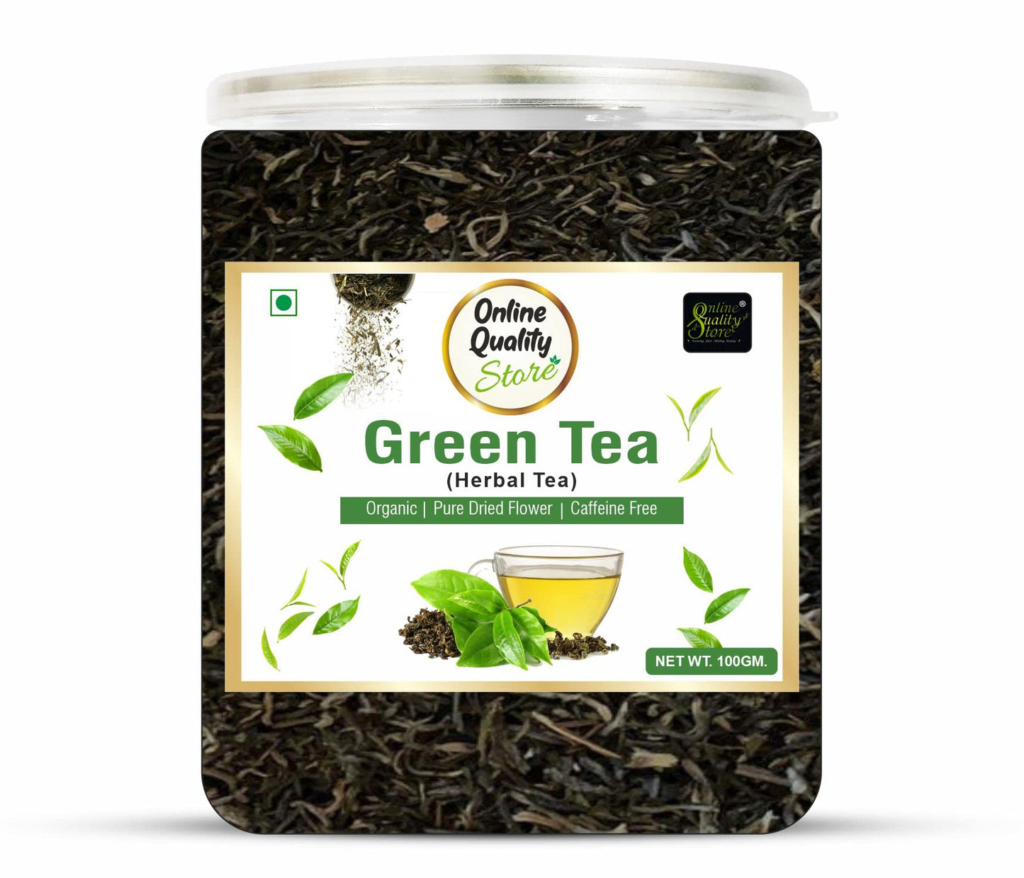 Online Quality Store Natural Green Tea - 100g | 100% Pure & Natural Herbal Green Tea Leaves | Whole Long Leaf | Boost Immunity