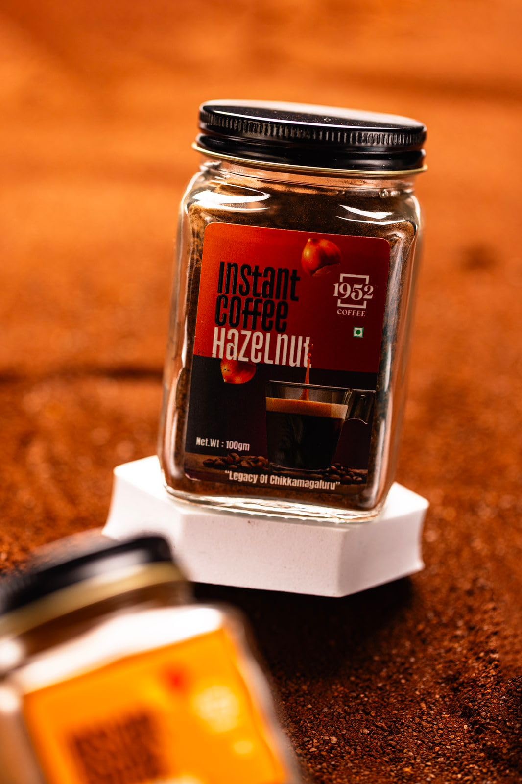 1952 Hazelnut Instant Coffee Powder | No Sugar Vegan - 100g Jar | Aromatic Instant Coffee | South Blend | Classic Strong Coffee Powder | 100% Pure Coffee | Great Start To Your Morning