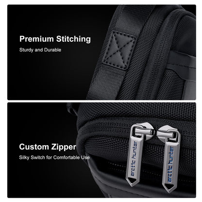 Arctic Hunter Small Sling Bag for Men 2L Compact Side Bag for Mobile Lightweight Multi-pocket Passport Bag for Men Mini Cash Bag Padded Shoulder Bag for Casual Office Daily, Black