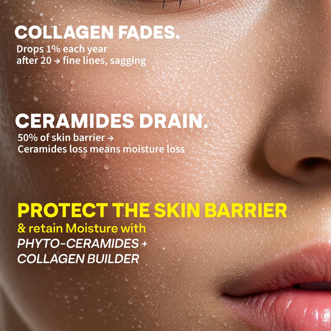 OZiva Phyto Ceramides+ Collagen Builder Supplements | Veg Collagen Powder for Women | Supplement for Skin Hydration, Moisture Retention & Barrier Repair | Blueberry, 30 Sachets