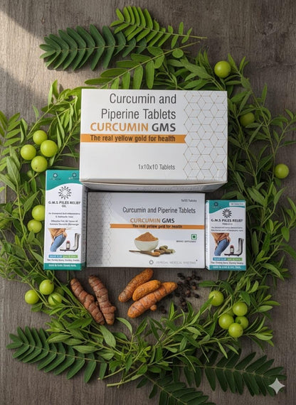 GMS Curcumin and Piperine, Dietary Supplement, 1x10 | Miltivitamin | For Faster Recovery | No Side-Effect