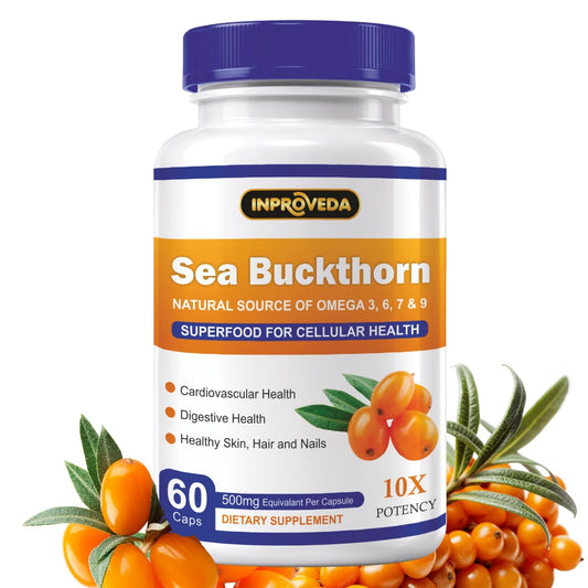 Sea Buckthorn 500mg Capsules for Daily Wellness & Skin Nutrition | Natural Herbal Supplement for Active Lifestyle & Overall Health Support | 60Capsules