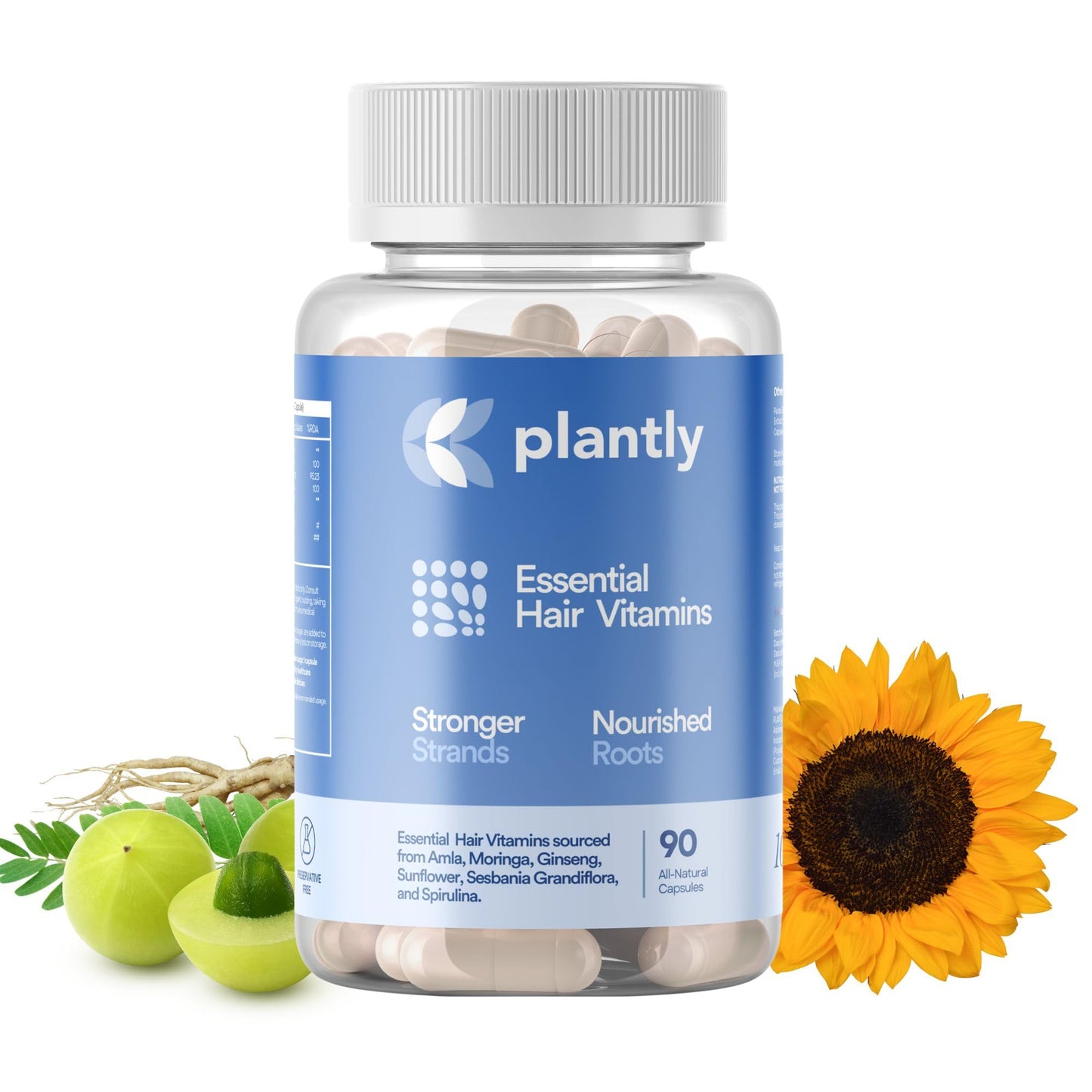 Women's Hair Vitamin Capsules for Hair Growth & Hair Fall Control | 90 Veg Capsules | 100% Plant Based With Biotin, Moringa, Amla, and Ginseng