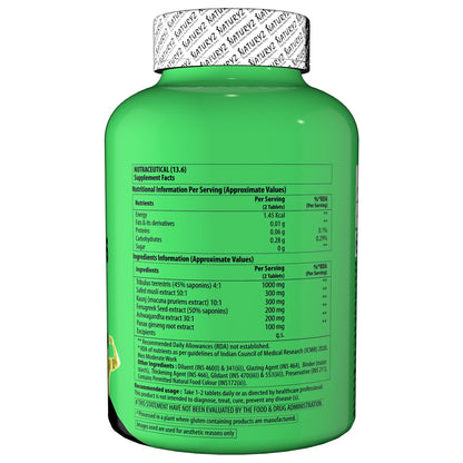 Naturyz Testo-6 Plant based Supplement For Men 2100mg per serving with Maximum Strength 1000mg Tribulus Terrestris, Safed Musli,Kaunj,Ashwagandha, Fenugreek & Panax Ginseng for Muscle gain-90 Tablets