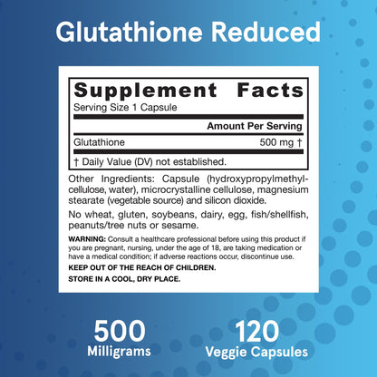 Jarrow Formulas Glutathione Reduced 500 Mg - 120 Capsules- image 6