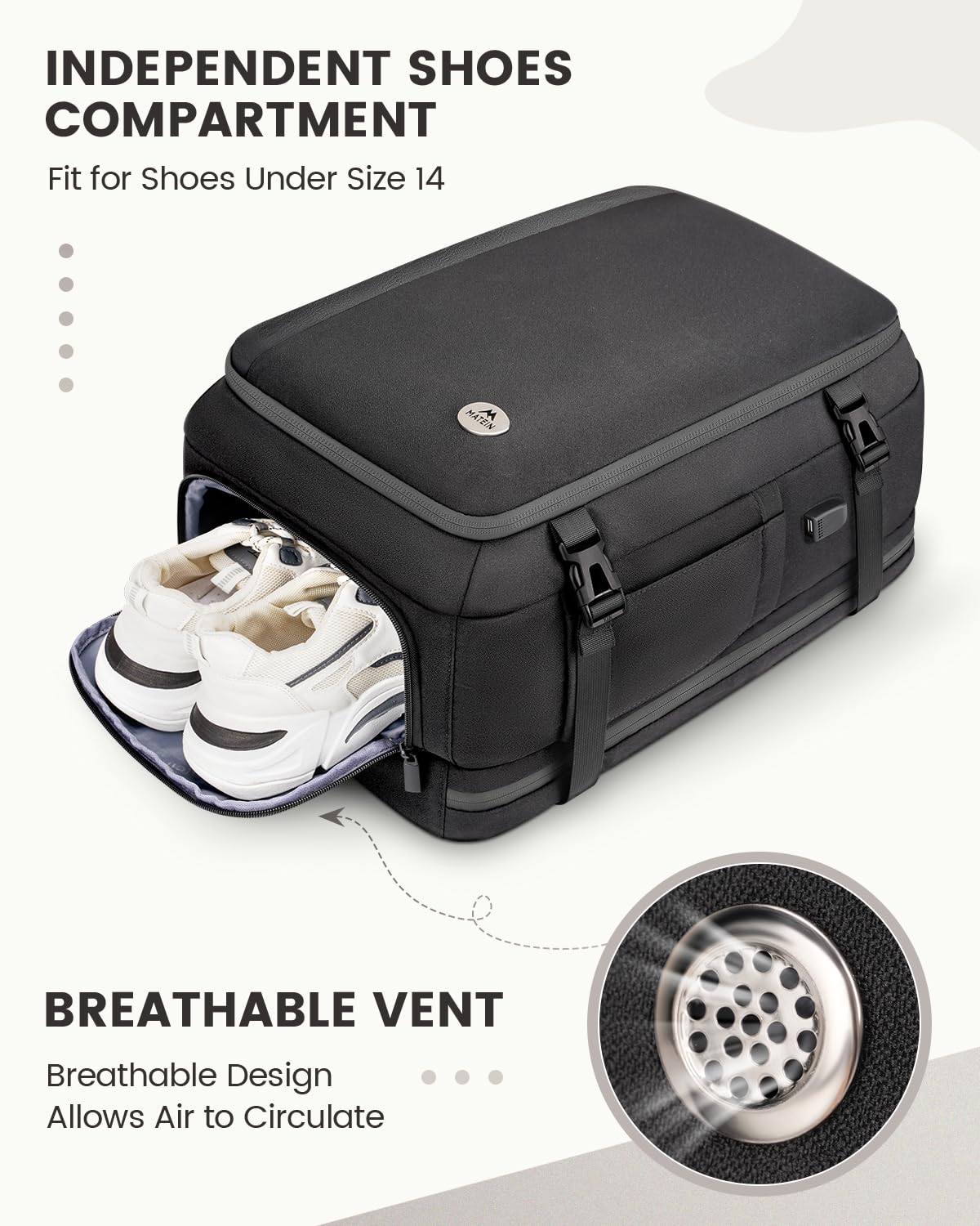 MATEIN Travel Backpack with Shoe Compartment for Men, 17 Inch Underseat- image 7