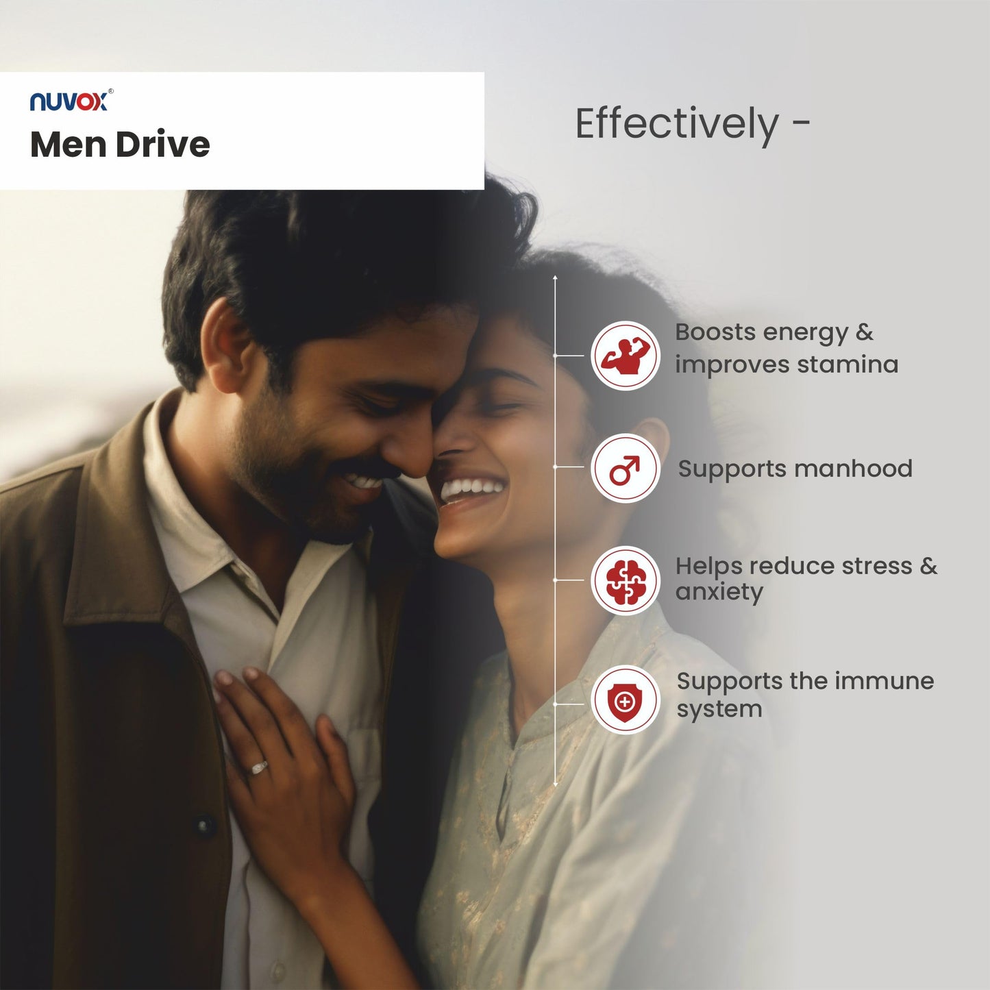 NUVOX Men Drive | Made with goodness of Ashwagandha, Safed Musli & Other Herbs | Helps to Boost Stamina, Strengthens Immunity & Endurance| 30 Tabs