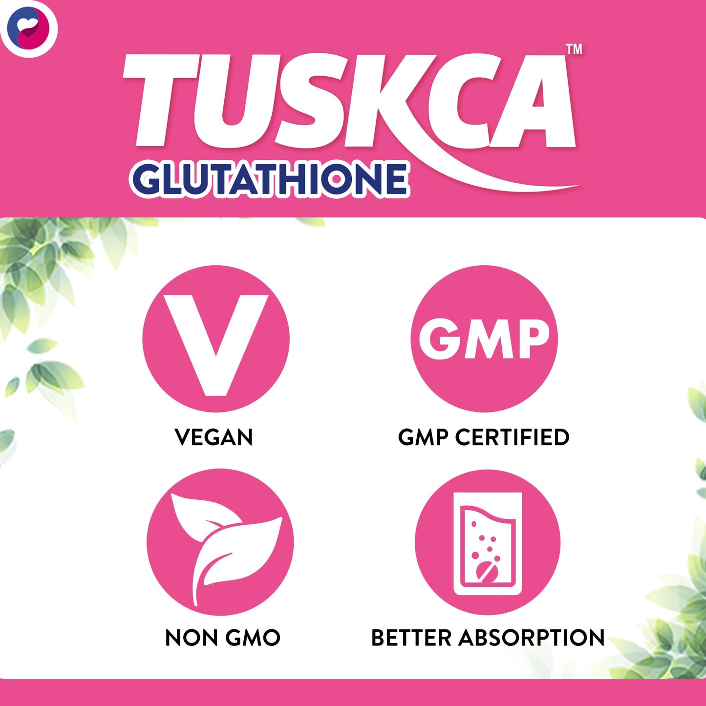 TUSKCA Japanese Glutathione Tablets for Skin Brightening with Vitamin C - Vegan Supplements for Clear, Youthful Skin - Clinically Proven Opitac Glutathione, Best for Pigmentation & Uneven Skin Tone, 20 Effervescent Tablet (Pack of 1) Orange Flavour