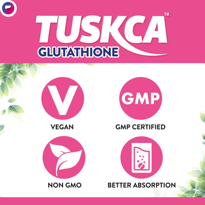 TUSKCA Japanese Glutathione Tablets for Skin Brightening with Vitamin C - Vegan Supplements for Clear, Youthful Skin - Clinically Proven Opitac Glutathione, Best for Pigmentation & Uneven Skin Tone, 20 Effervescent Tablet (Pack of 1) Orange Flavour