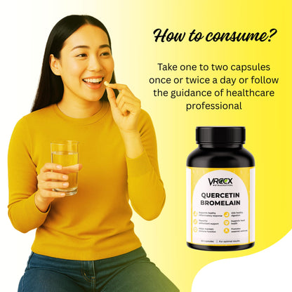 VREEX Quercetin 400 mg with Bromelain 75 mg | Supports Immune Health, Seasonal Wellness & Antioxidant Protection | 60 Capsules