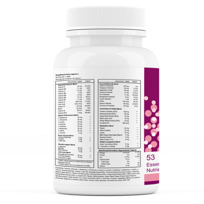 NutriEkspert Multivitamin for Women. Minerals, Anti-Oxidants,Green Tea, 53 Essential Nutrients,9 Performance Blends. Joints & Bones,Weight Management,Immunity,Fitness Performance-60 Tablets