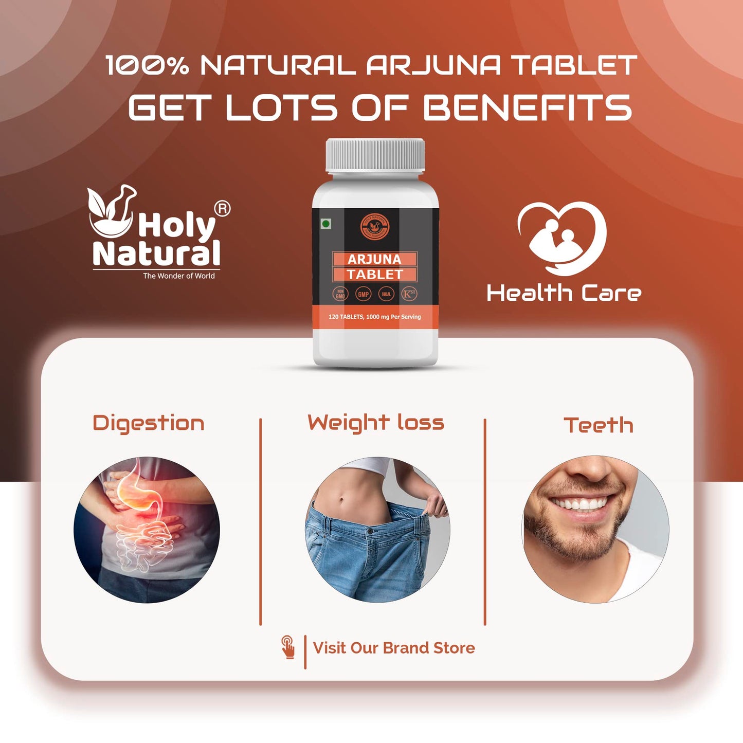 Holy Natural Arjuna Tablet – 1000mg Per Serving, 120 Tablet, 100% Pure- image 3