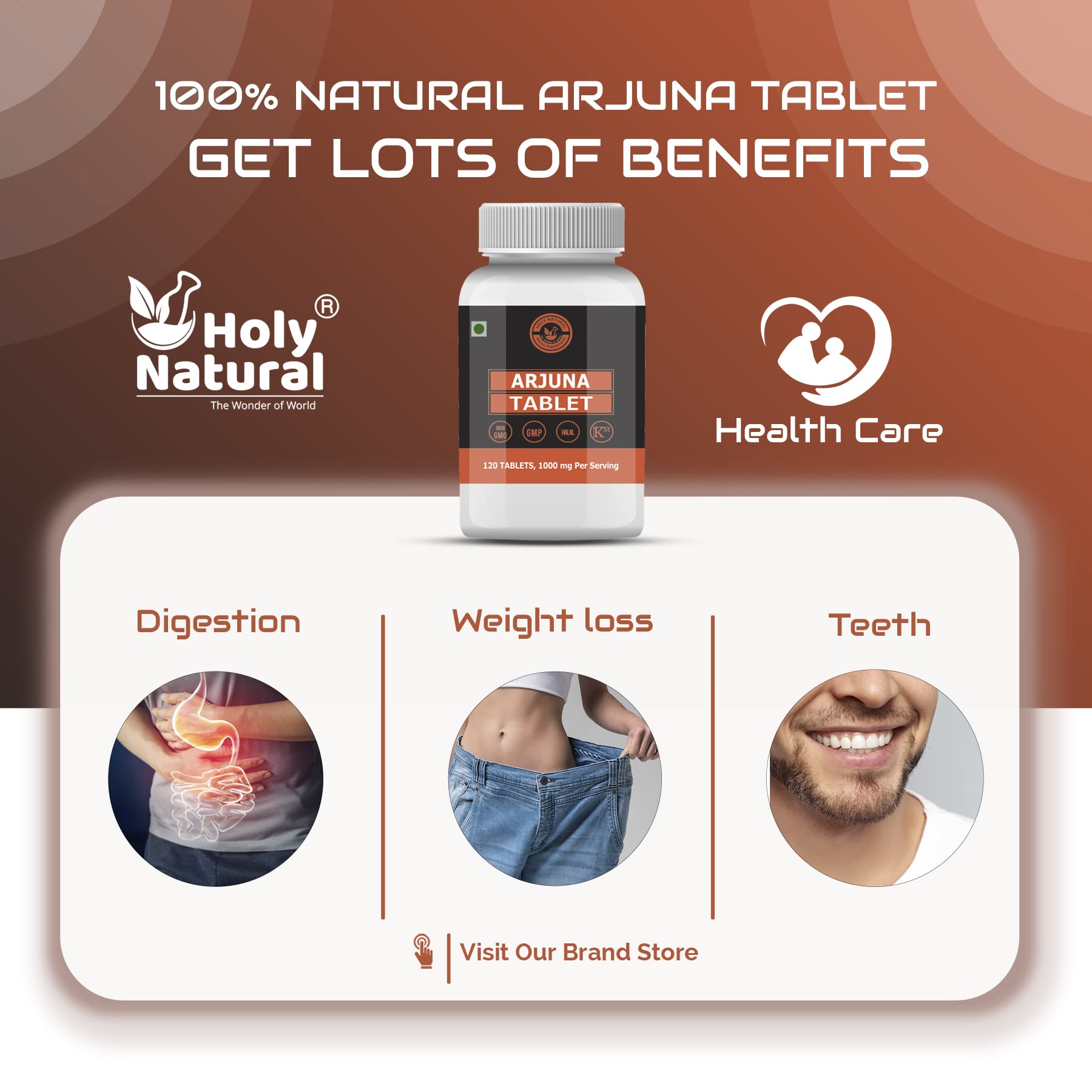 Holy Natural Arjuna Tablet – 1000mg Per Serving, 120 Tablet, 100% Pure- image 3