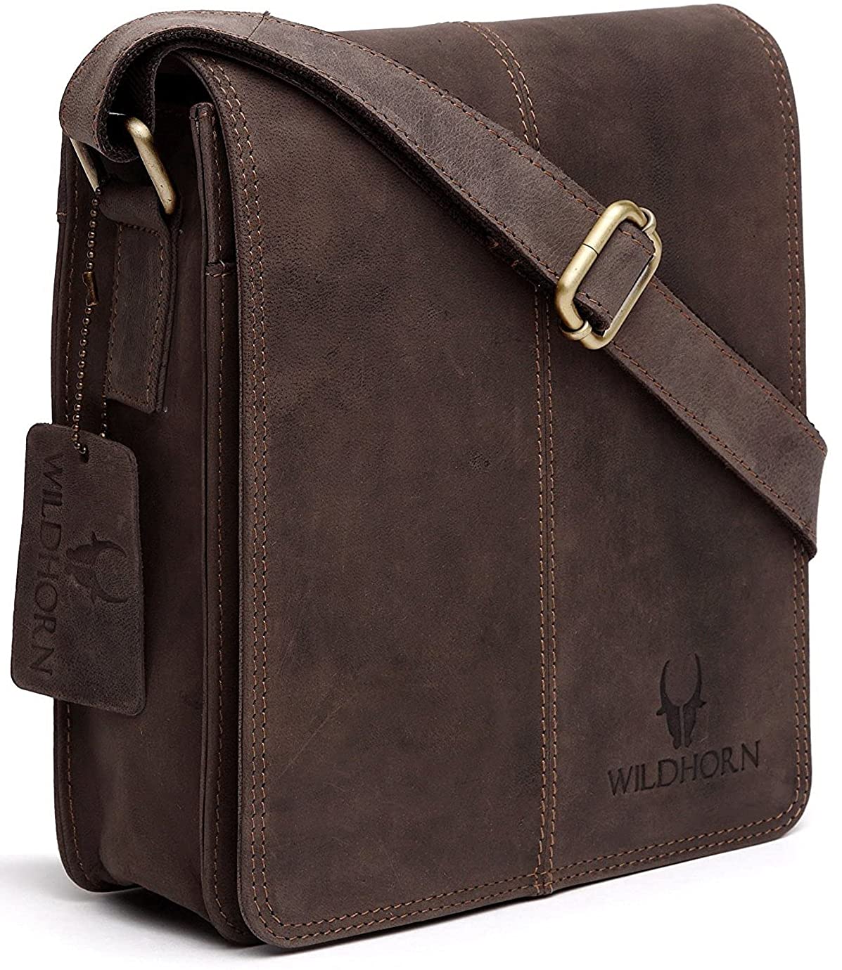 WildHorn Genuine Leather Sling Bag for Men | Minimalist, Spacious & Durable | Flap Closure | Adjustable Strap | 1-Year Warranty