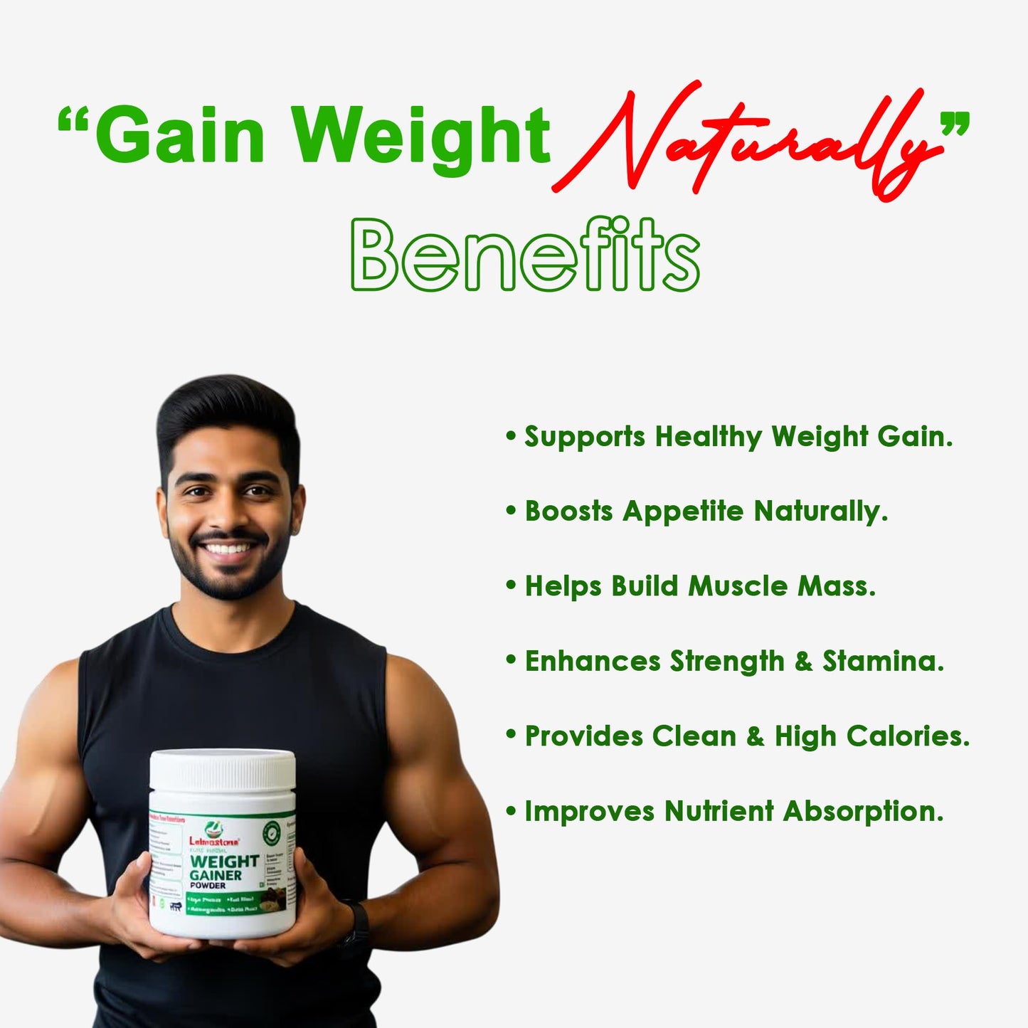 Lebrostone Weight Gainer | Ayurvedic Natural Weight Gain Supplement for Men & Women | Boosts Appetite, Energy, Muscle Growth & Overall Wellness | 100g