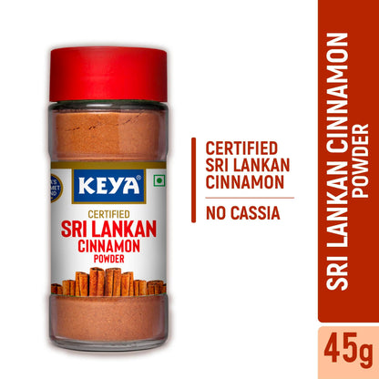 Keya Srilankan Certified Cinnamon Powder | Dalchini Powder | Ceylon Cinnamon | Non Cassia | Sourced from Sri Lanka | 100% Pure & Natural | Packed with Zero Preservatives or Additives | Indian Spices Aroma & Flavour | 45g