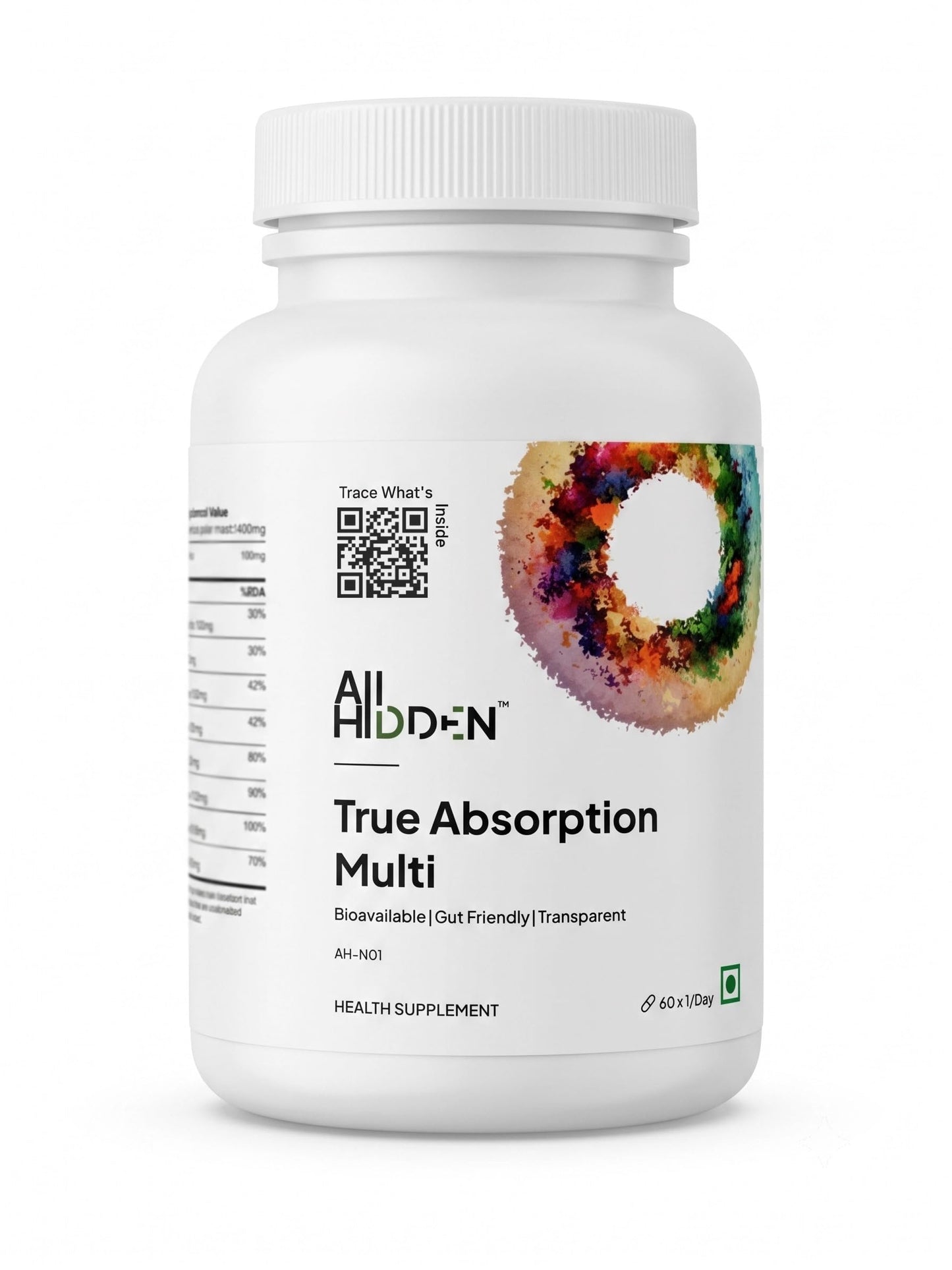 All Hidden True Absorption Multi | Methylated Multivitamin Tablets for Men & Women | Methylcobalamin B12, Chelated Magnesium & Zinc Bisglycinate, D3+K2 | Bioavailable| Gut-Friendly Formula | Energy, Immunity & Focus | 60 Tablets – 2 Months Supply